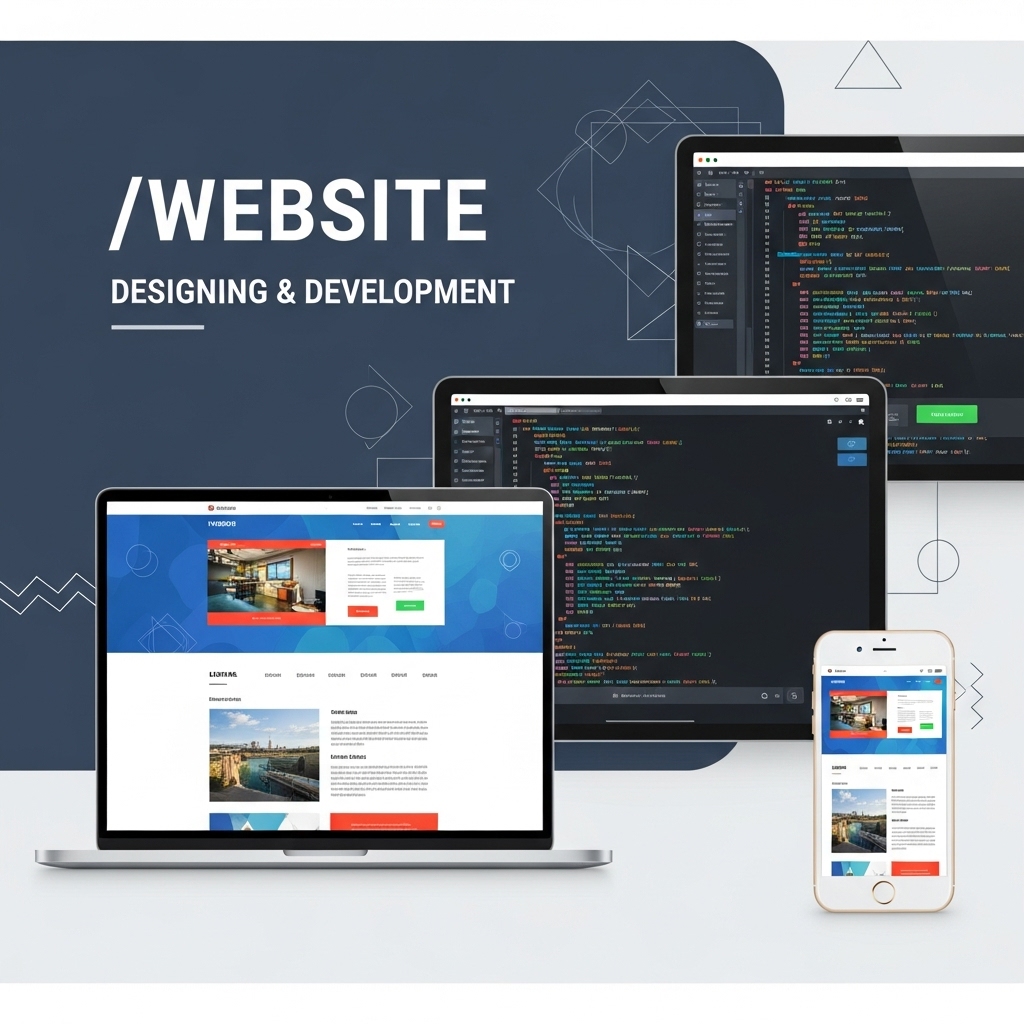 Man working on a computer for website design