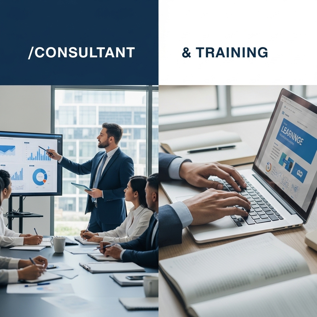 Woman presenting a flowchart for consulting